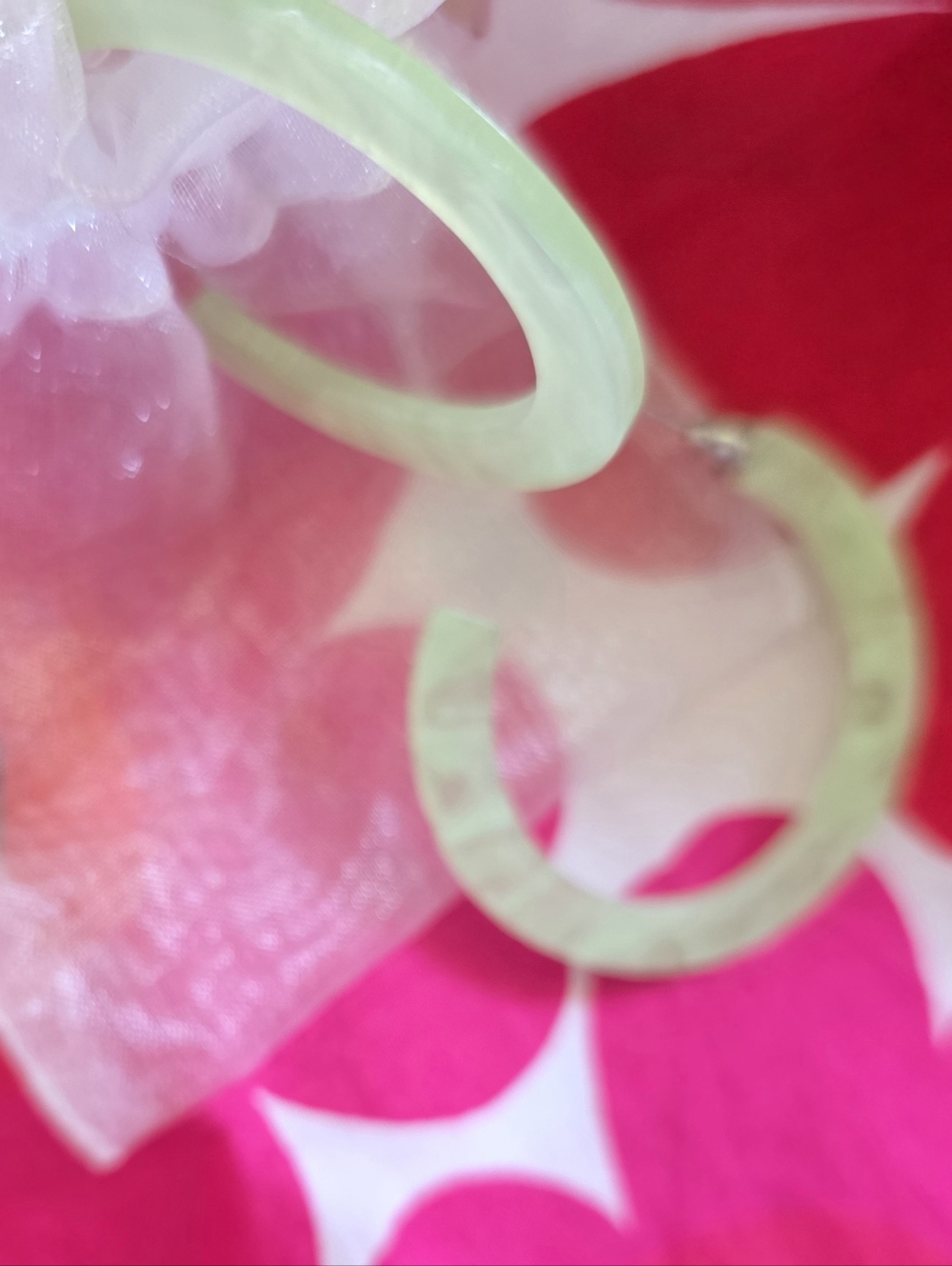 VTG Lucite Marbled Hoop Earrings Mint Green Pierced Hoops Y2k Earrings - Picture 12 of 12